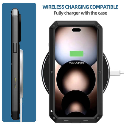 For Iphone 17 Pro Max Iphone Air 17 Pro Metal Case, Heavy Duty Shockproof Tough Rugged Case with Built-In Glass Screen Protector