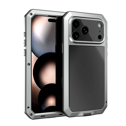 For Iphone 17 Pro Max Iphone Air 17 Pro Metal Case, Heavy Duty Shockproof Tough Rugged Case with Built-In Glass Screen Protector