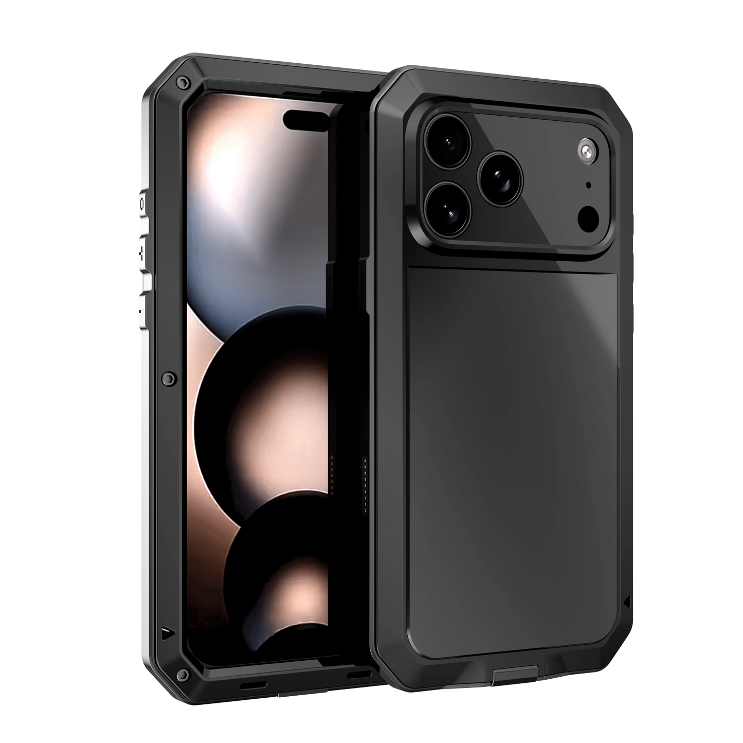 For Iphone 17 Pro Max Iphone Air 17 Pro Metal Case, Heavy Duty Shockproof Tough Rugged Case with Built-In Glass Screen Protector